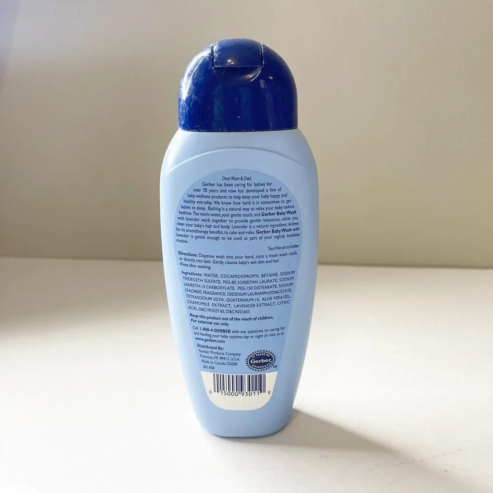 Vintage 90s Gerber Baby Wash Hair & Body Calming‎ Lavender Tear-Free 90% Full